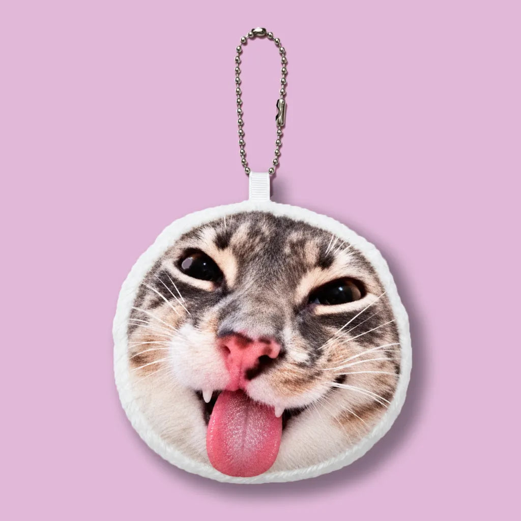 Smirking cat keychain with speaker