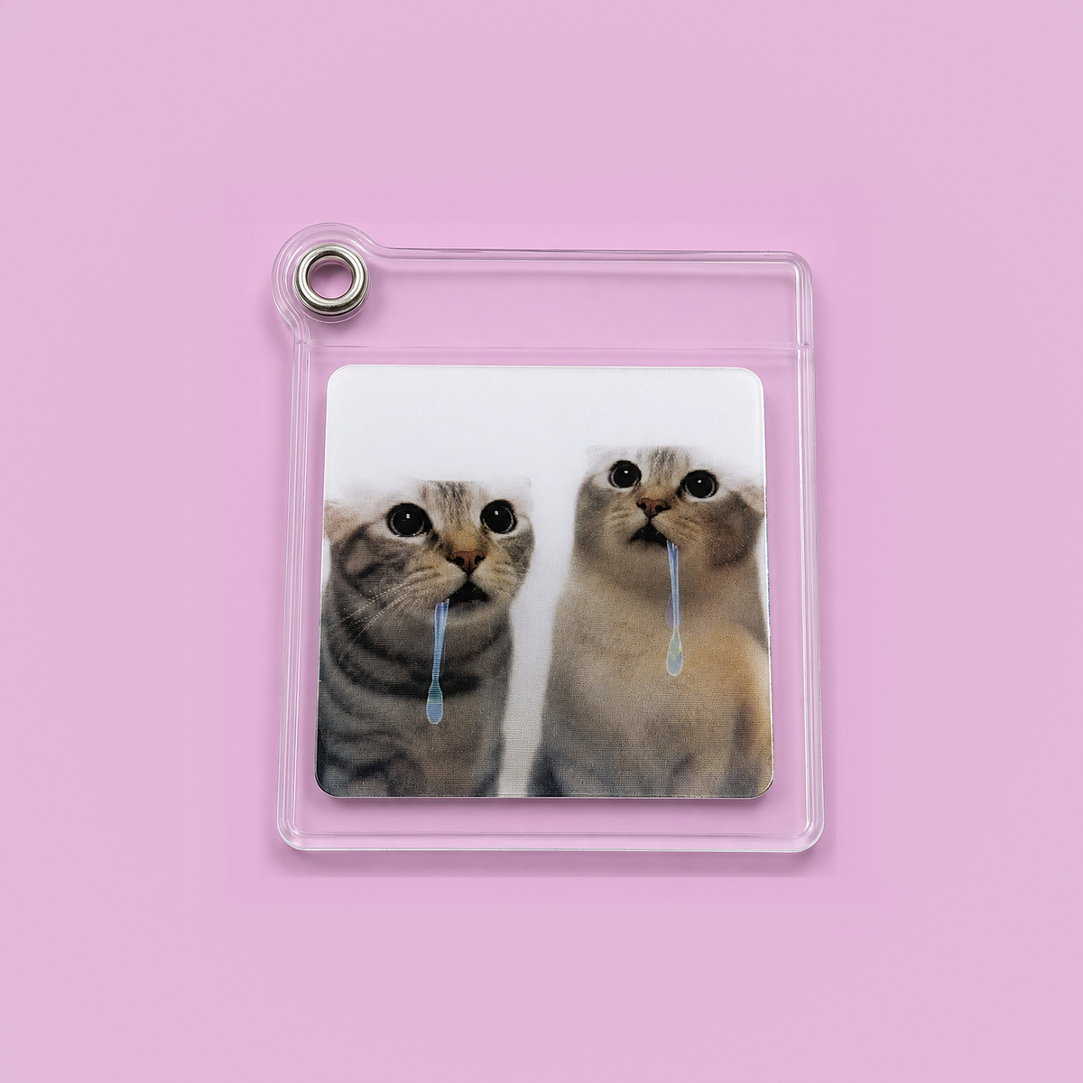 Drooling cat GIF dynamic keychain