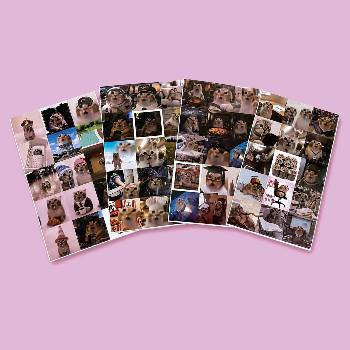 Drooling cat stickers pack