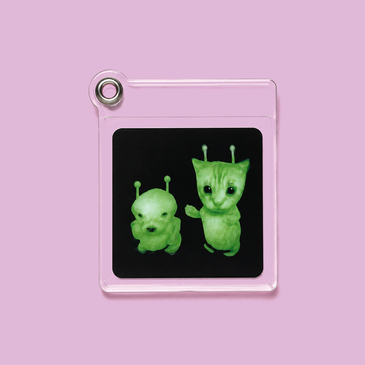 Alien cat dog dancing GIF dynamic keychain